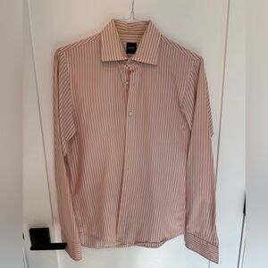 Hugo Boss Orange Striped Dress Shirt